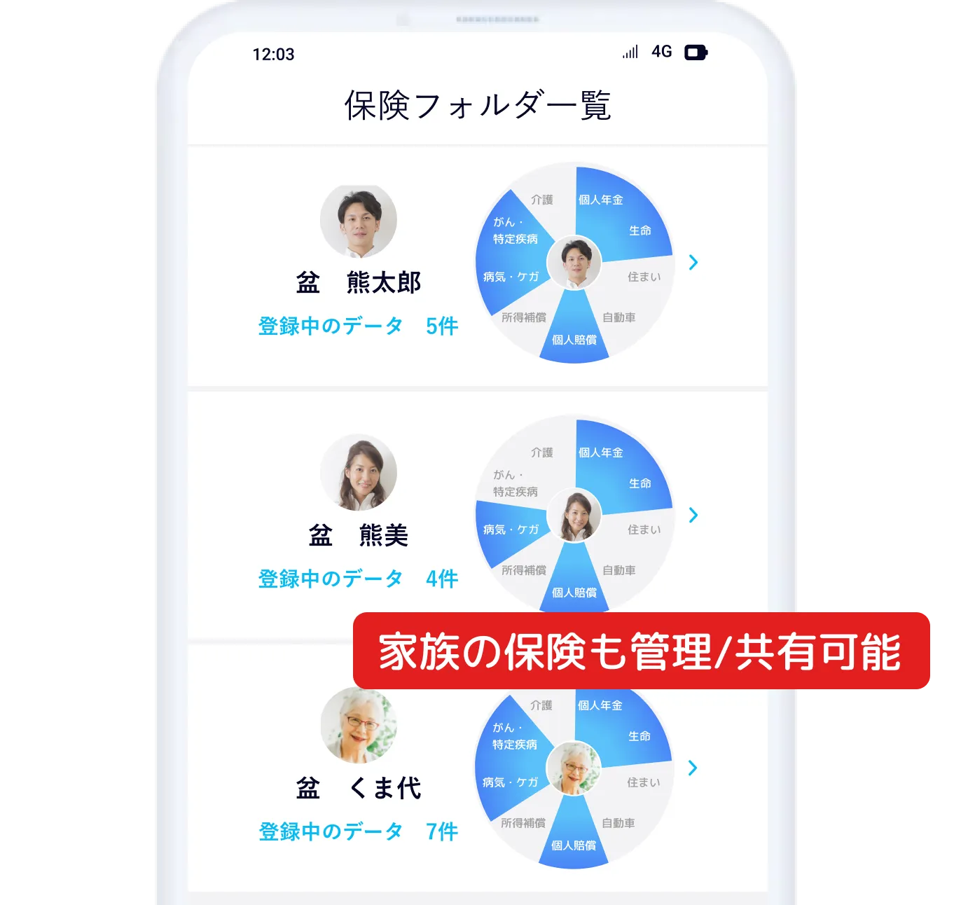 保険フォルダ一覧画面