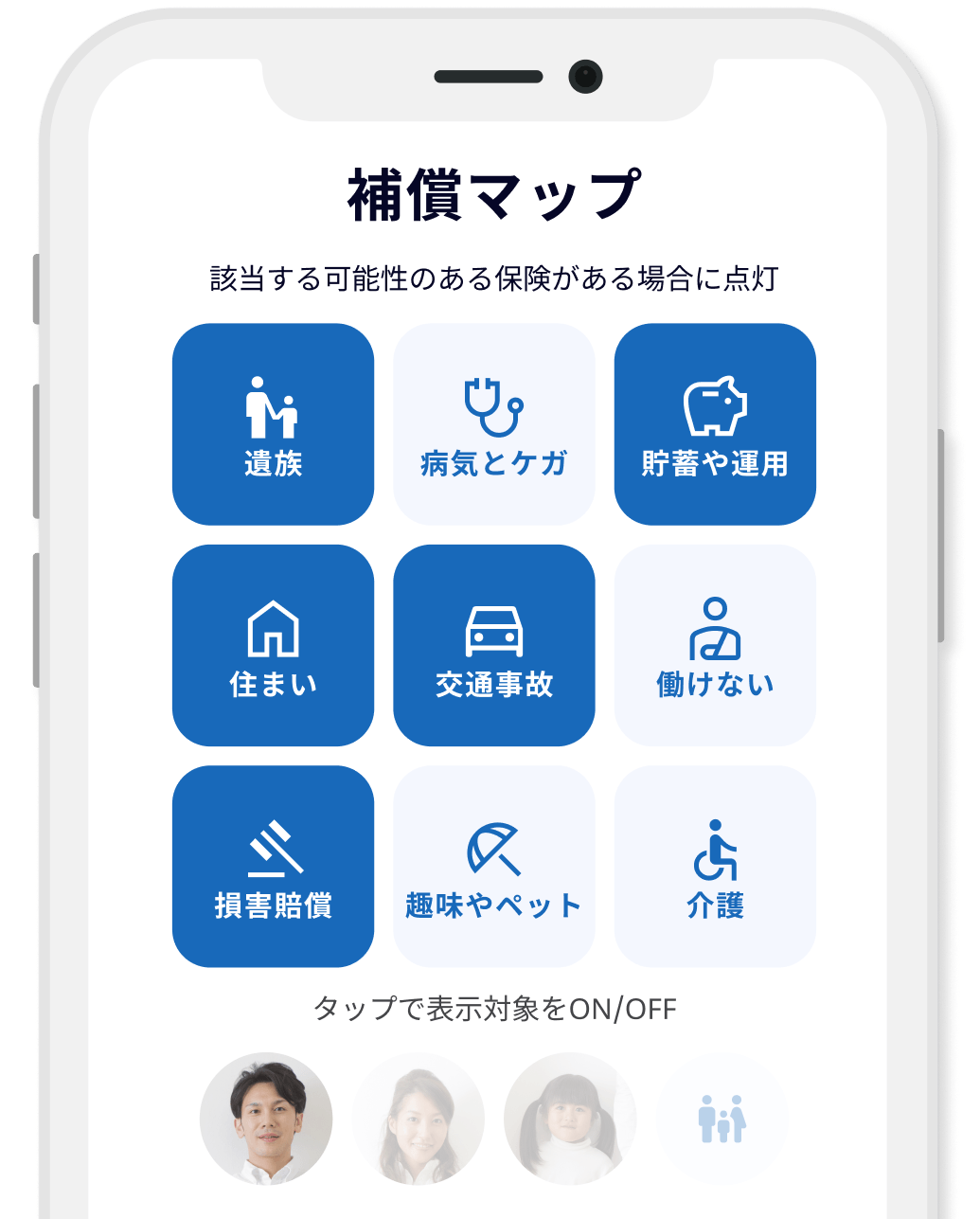 補償マップ画面